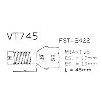 Pojistné šrouby M14x1,25x45 SICUTUNE VT745 kužel, klíč 17/19 (3)