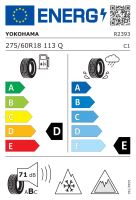 275/60R18 113Q, Yokohama, ICE GUARD G075,TL M+S 3PMSF D,E,B,71 -dB (1)