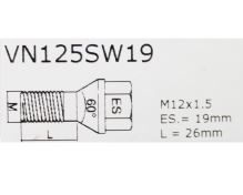 Pojistné šrouby M12x1,5x25 SICUSTAR VN125SW19 kužel, klíč 19 (9548)