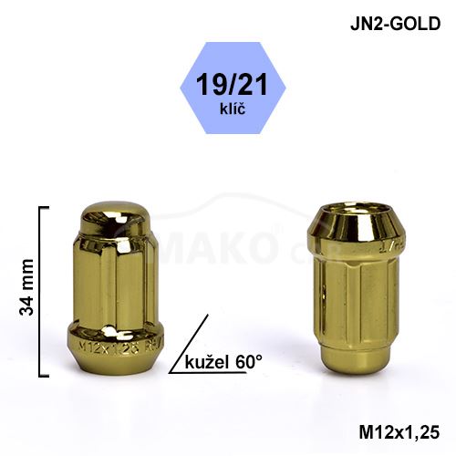 Montážní sada JN2-GOLD kolová matice 20ks M12x1,25 kužel, hlava 6SPLINE klíč 19/21