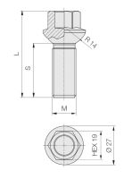 Kolový šroub M14x1,5x34 kulová R14, klíč 19 (S19D34R14-AL2B95/S) výška 59mm