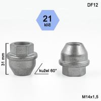 Kolová matice M14x1,5 kužel otevřená, klíč 21 (DF12-M1415KEONF)(DEF7/S) FORD, výška 31mm