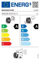 205/55R16 91V, Bridgestone, TURANZA T005,TL,Audi A,A,B,71 -dB (1)