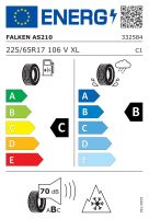 225/65R17 106V, Falken, EURO ALL SEASON AS210,TL XL M+S 3PMSF C,B,B,70 -dB (1)