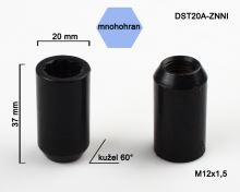 Kolová matice M12x1,5 kužel s vnitřním mnohohranem (DST20A-BLACK) výška 37
