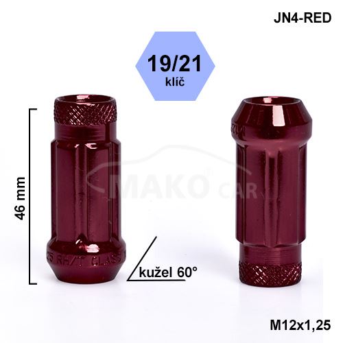 Montážní sada JN4-RED kolová matice 20ks M12x1,25 kužel, hlava 6SPLINE klíč 19/21