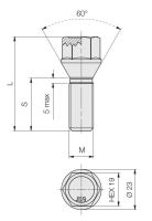 Kolový šroub M12x1,25x50 kužel, klíč 19 (C19B50-SH2B09/S) výška 76,5mm (6181)