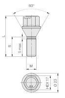 Kolový šroub M12x1,5x26 kužel, klíč 17 (C17A26/B12)(M1215KE26S) výška 51,5mm (6059)