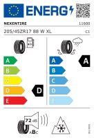 205/45R17 88W, Nexen, N'BLUE 4SEASON 2,TL XL M+S 3PMSF RPB ZR D,A,B,72 -dB (1)