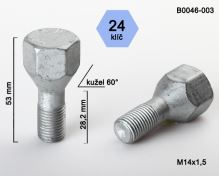 Kolový šroub M14x1,5x28,2 kužel, klíč 24 (C24D28)(B0046-003) výška 53 mm