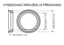 Kroužek vymezovací 89,1 / 71,1 (OF33), plast, tm.červená, přesah kužele 2mm
