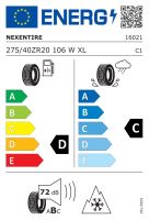 275/40R20 106W, Nexen, WINGUARD SPORT 2 (WU7),TL XL M+S 3PMSF RPB D,C,B,72 -dB (1)