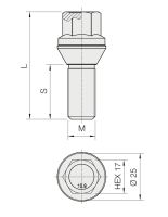 Kolový šroub M14x1,25x28 kužel pohybl, klíč 17 (C17F28BMW-NR1/S) výška 54,5mm (6136)