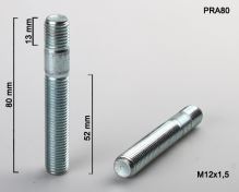 Kolový svorník M12x1,5x52/13 oboustranný závit (PRA80)(PR28/P)(S126) celková délka 80mm Kolový svorník M12x1,5x52/13 oboustranný závit (PRA80)(PR28/P)(S126) celková délka 80mm
