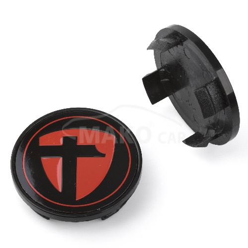 krytka průměr 56/64mm (vnitřní,vnější)( K-009) Tomason červ. logo, plast černá, úchyt 5mm