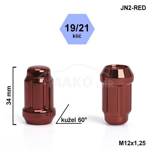 Montážní sada JN2-RED kolová matice 20ks M12x1,25 kužel, hlava 6SPLINE klíč 19/21