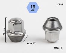 Kolová matice M12x1,5 kužel, nerez krytka, klíč 19 (DF04)(DEF2/S)(N1110) FORD, výška 30mm