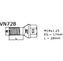 Pojistné šrouby M14x1,25x28 SICUSTAR VN728 (STARLOCK N1/E) kužel, klíč 17 (3741)