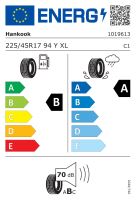 225/45R17 94Y, Hankook, K127B VENTUS S1 EVO3,TL XL ROF HRS,OE BMW B,A,B,70 -dB (1)