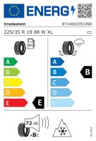 225/35R19 88W, Vredestein, WINTRAC PRO,TL XL M+S 3PMSF FSL E,B,B,72 -dB (1)