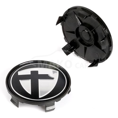 krytka průměr 65/68mm(vnitřní,vnější) Tomason (K-049) černé logo, plast černá, úchyt 4mm