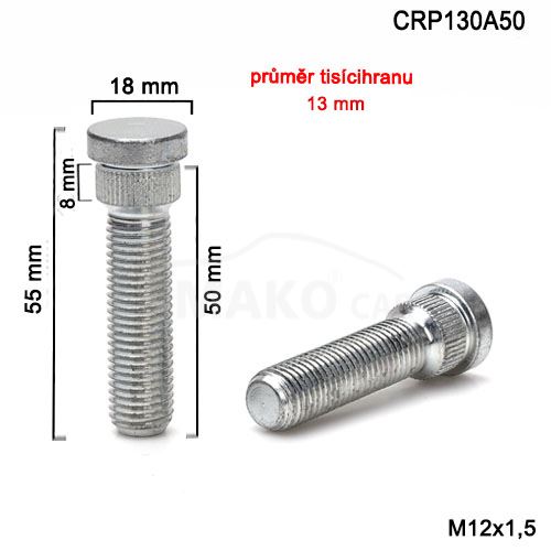 Kolový svorník M12x1,5x50 tisícihran průměr 13mm (CRP130A50) celková délka 55mm (1)