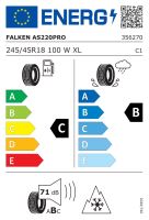 245/45R18 100W, Falken, EURO ALL SEASON AS220 PRO,TL XL M+S 3PMSF MFS NBLK C,B,B,71 -dB (1)