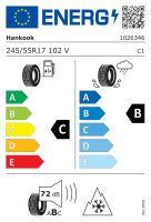 245/55R17 102V, Hankook, W330 WINTER ICEPT EVO3,TL M+S 3PMSF FR C,B,B,72 -dB (1)