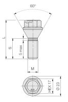 Kolový šroub M12x1,25x22 kužel s krátkou hlavou, klíč 17 (C17B22TBEI) výška 39 mm (6073)