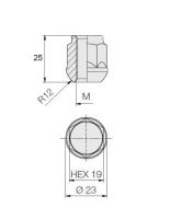 Kolová matice M12x1,5 kulová R12 zavřená, klíč 19 (D30R12-AC1/S) výška 25mm