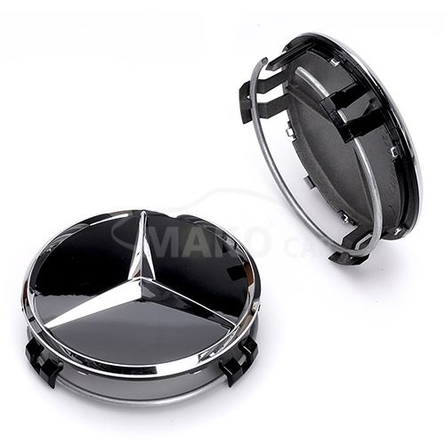 Krytka průměr 69/75mm(vnitřní,vnější) Mercedes original (B66470200) černá, chrom hvězda (1)