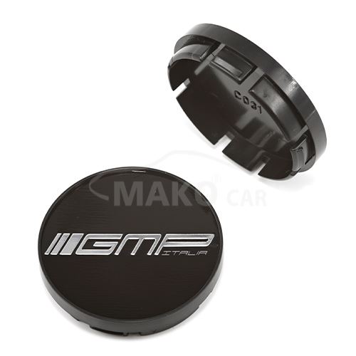 krytka průměr 52/56mm (vnitřní,vnější) GMP C031, plast, černá stříbrné logo, úchyt 3mm (1)