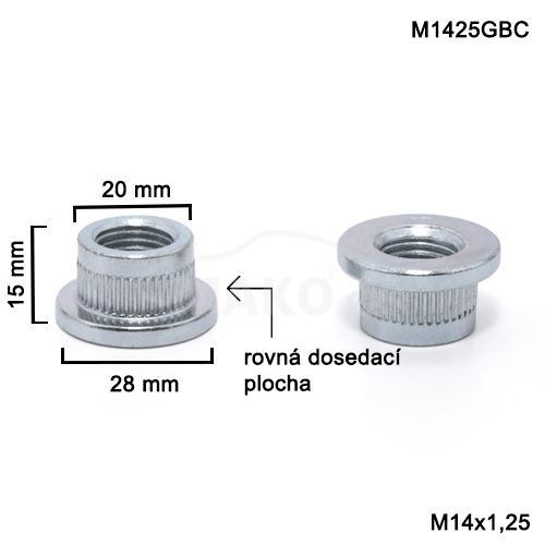Matice M14x1,25 (M1425GBC); kulaté do rozšiřovacích podložek průměr 20mm, výška 15mm