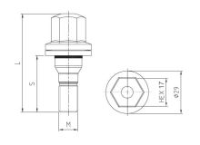 Kolový šroub M12x1,25x50 plochá podložka, klíč 17 (VPE03-50-BLACK-CP4/S) výška 72mm (8661)