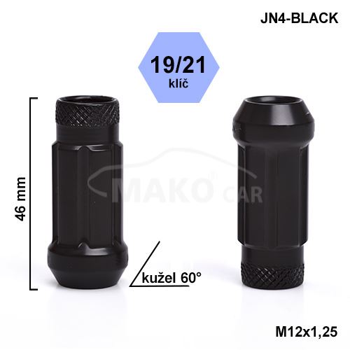 Montážní sada JN4-BLACK kolová matice 20ks M12x1,25 kužel, hlava 6SPLINE klíč 19/21