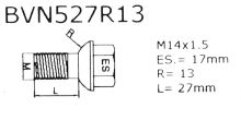 Pojistné šrouby M14x1,5x27 SICUSTAR BVN527R13 (STARLOCK ZA/E BLK) kulová R13, klíč 17 (3)